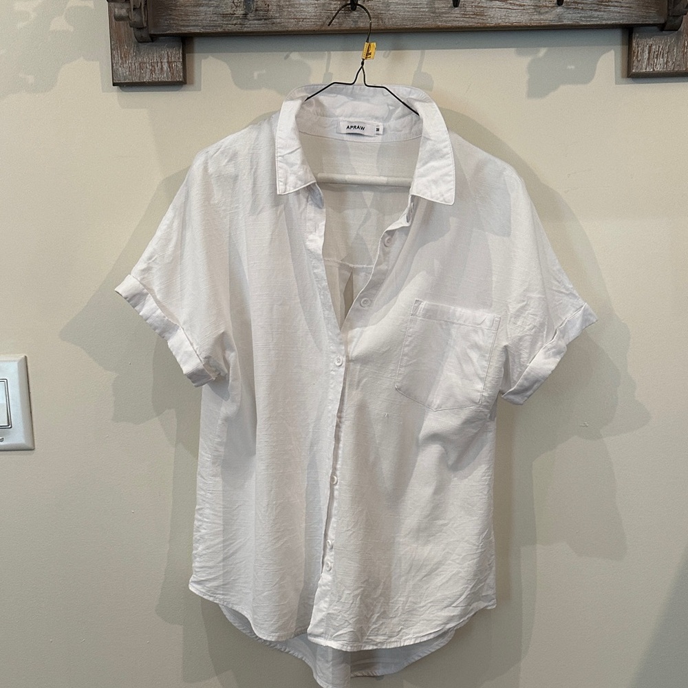 Zara White Short Sleeve Blouse